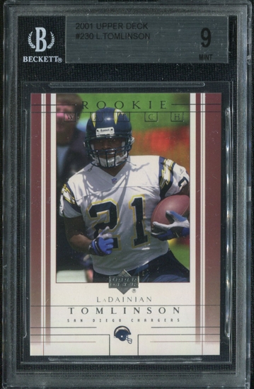 2001 Upper Deck 230 LaDainian Tomlinson RC Rookie Card BGS 9 Mint DA 