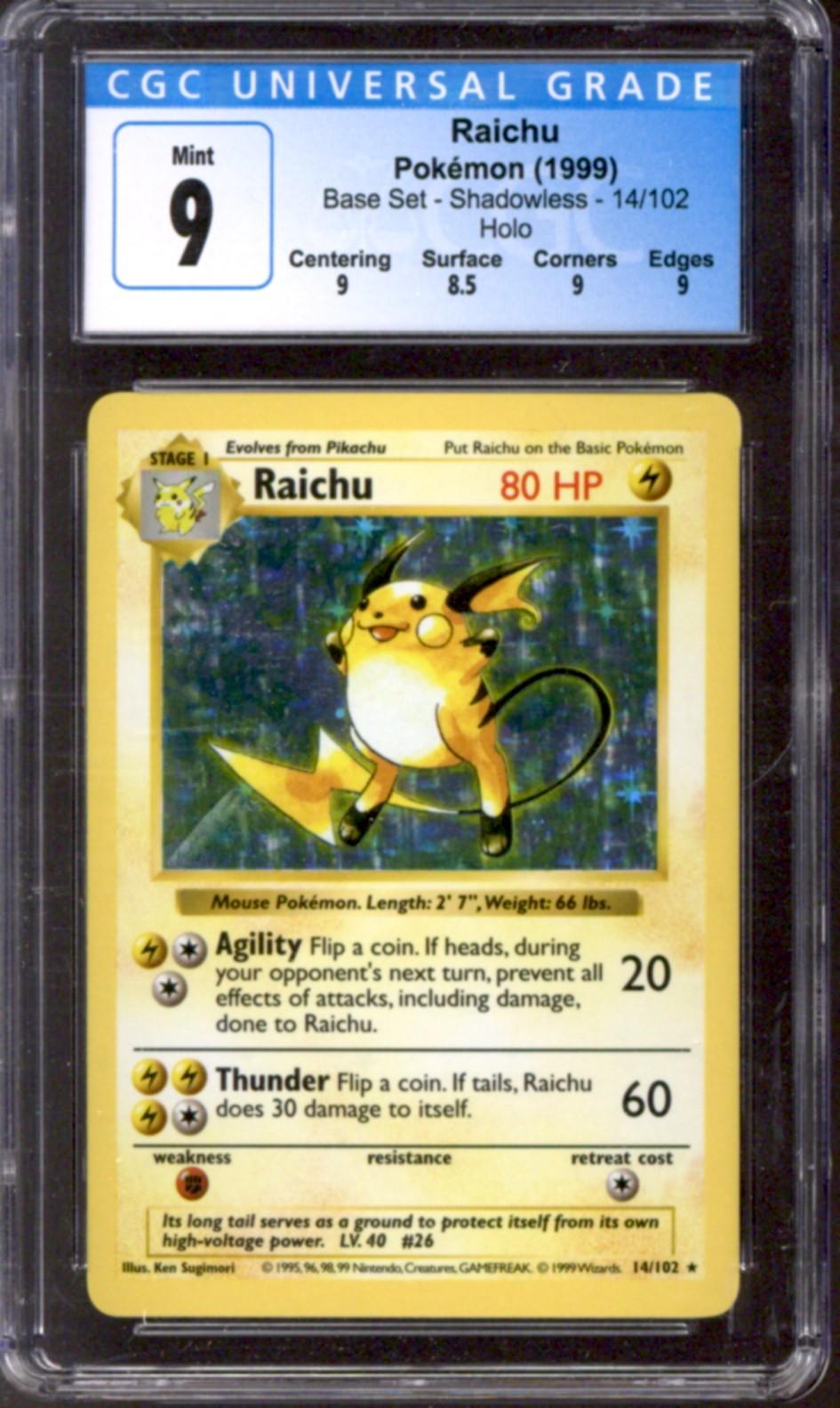 Pokemon Base Set Shadowless Raichu Cgc Da Card World