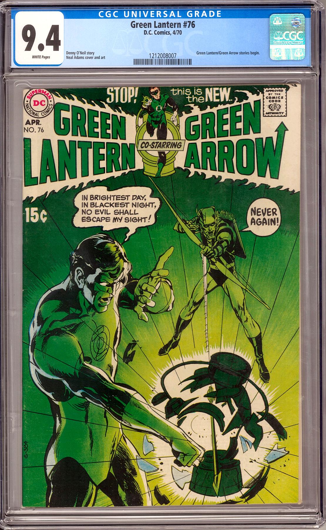 Green Lantern 76 Cgc 94 W Green Lanterngreen Arrow Begins Ebay 8620