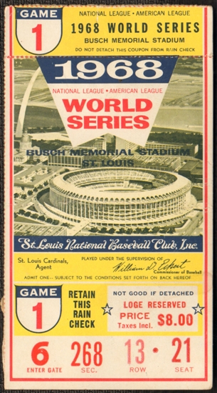 1968 World Series Ticket Stub Detroit Tigers vs St Louis Cardinals Game 1 | DA Card World