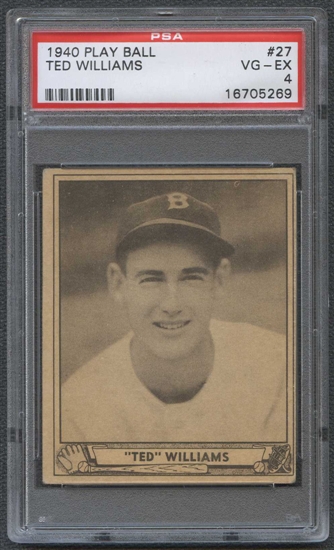 1940 Play Ball Baseball 27 Ted Williams PSA 4 VG EX 5269 DA Card 