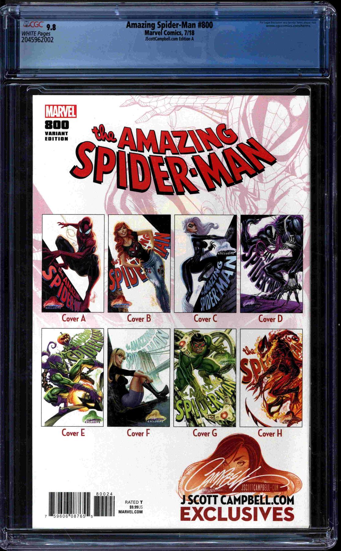 Amazing Spider Man 800 J Scott Campbell Variant A CGC 9 8 W