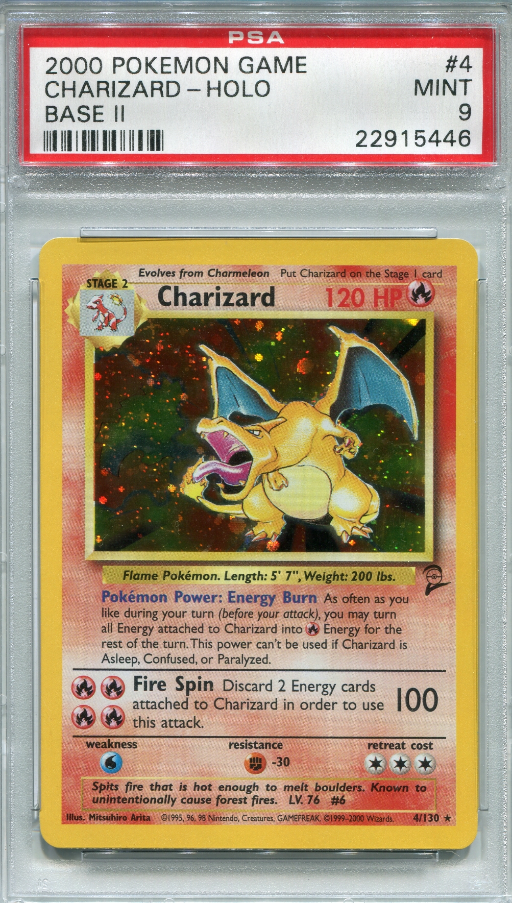 Pokemon Base Set 2 Single Charizard 4/130 - PSA 9 - *22915446* | DA