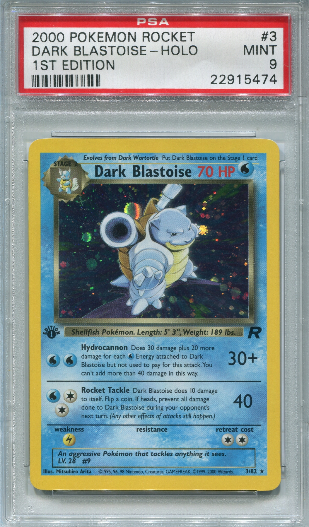 Pokemon Team Rocket Single Dark Blastoise St Edition Psa