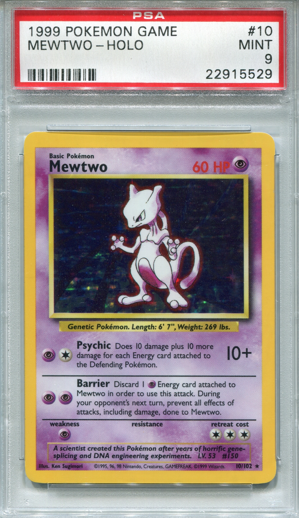 Pokemon Base Set 1 Single Mewtwo 10/102 - PSA 9 - *22915529* | DA Card ...