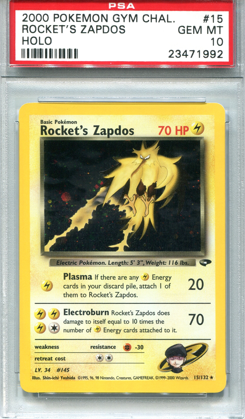 Pokemon Gym Challenge Single Rocket's Zapdos PSA 10 *23471992* DA
