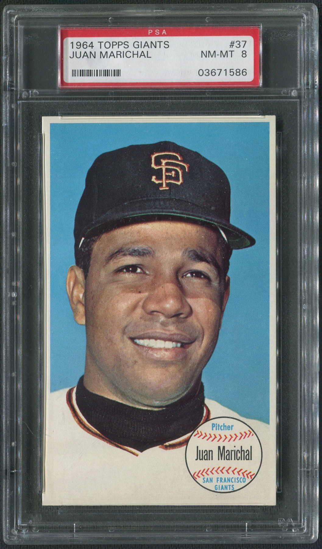 1964 Topps Giants Baseball 37 Juan Marichal PSA 8 NM MT 1586 DA 