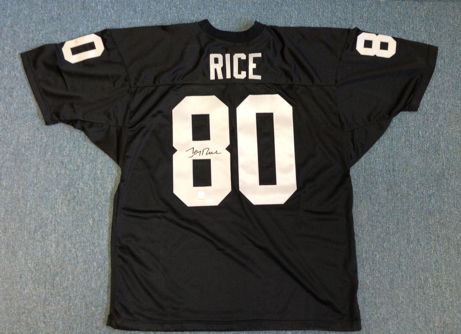 Jerry Rice Autographed Oakland Raiders Black Football Jersey (Steiner