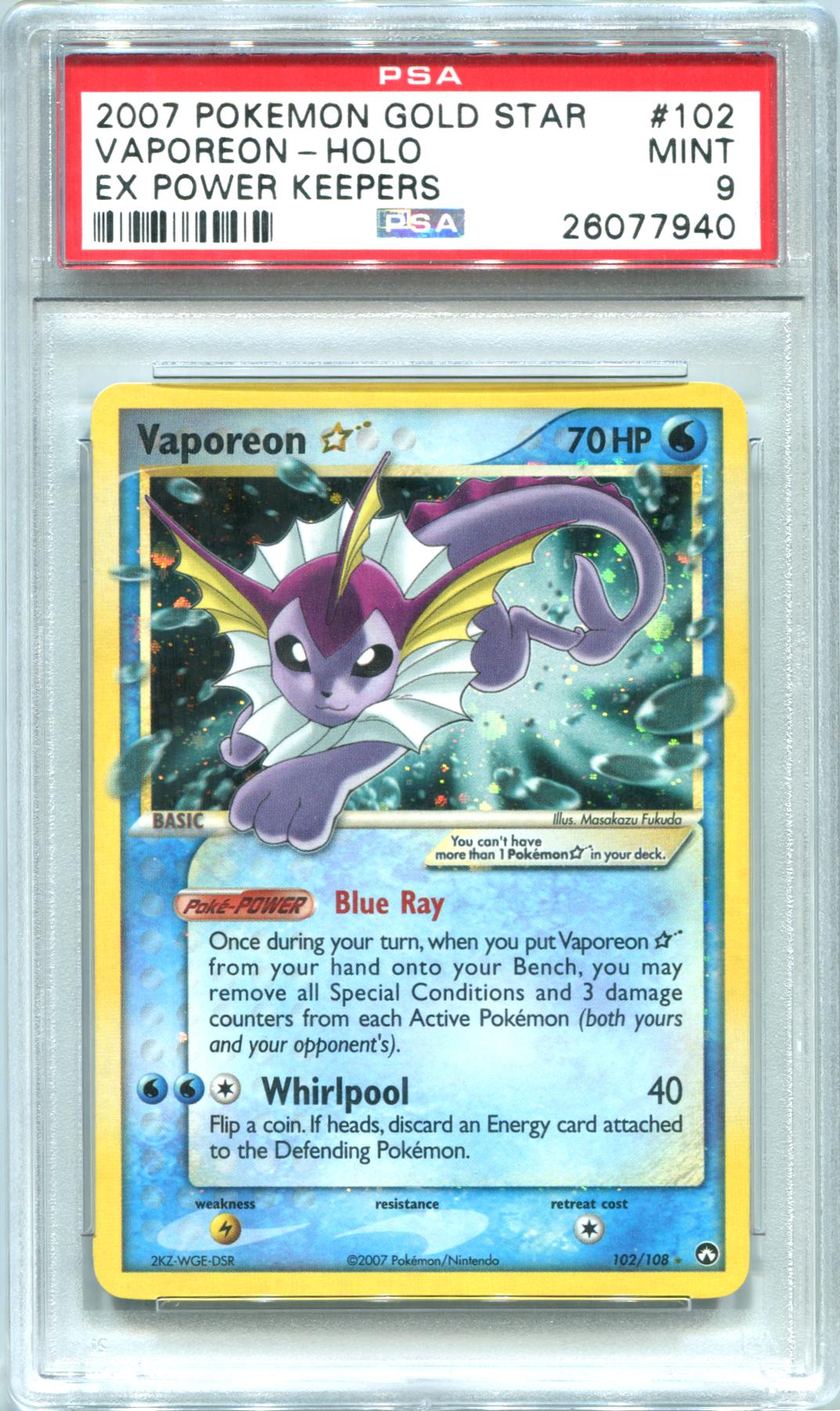 Pokemon EX Power Keepers Vaporeon * 102/108 Holo Rare PSA 9 DA Card World