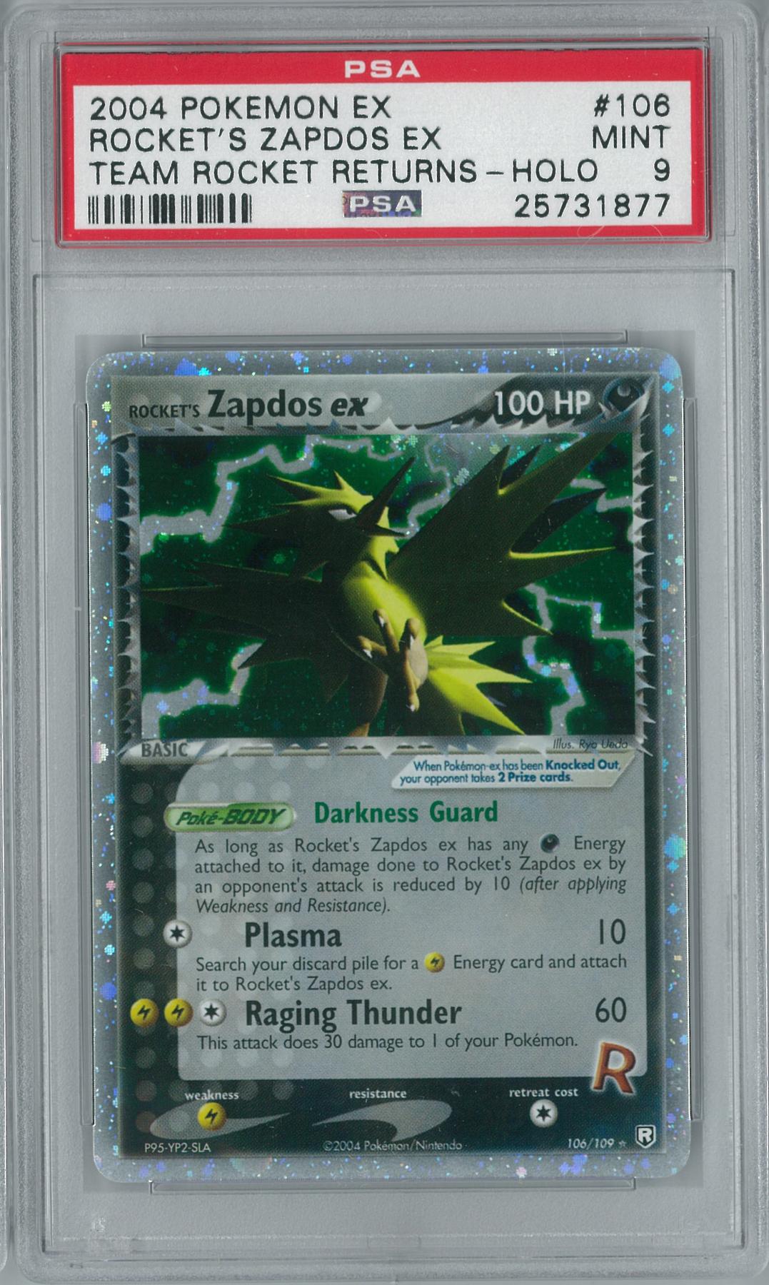 Pokemon Team Rocket Returns Rocket's Zapdos EX 106/109 Holo Rare PSA 9