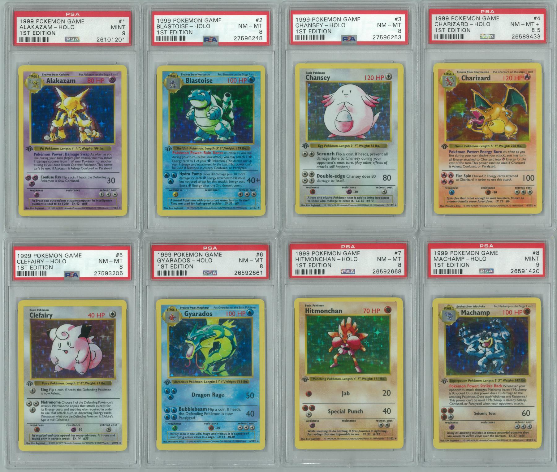 Pokemon Base Set 1 1st Edition Shadowless COMPLETE 102 Set PSA Graded Avg. 9.07! DA Card World