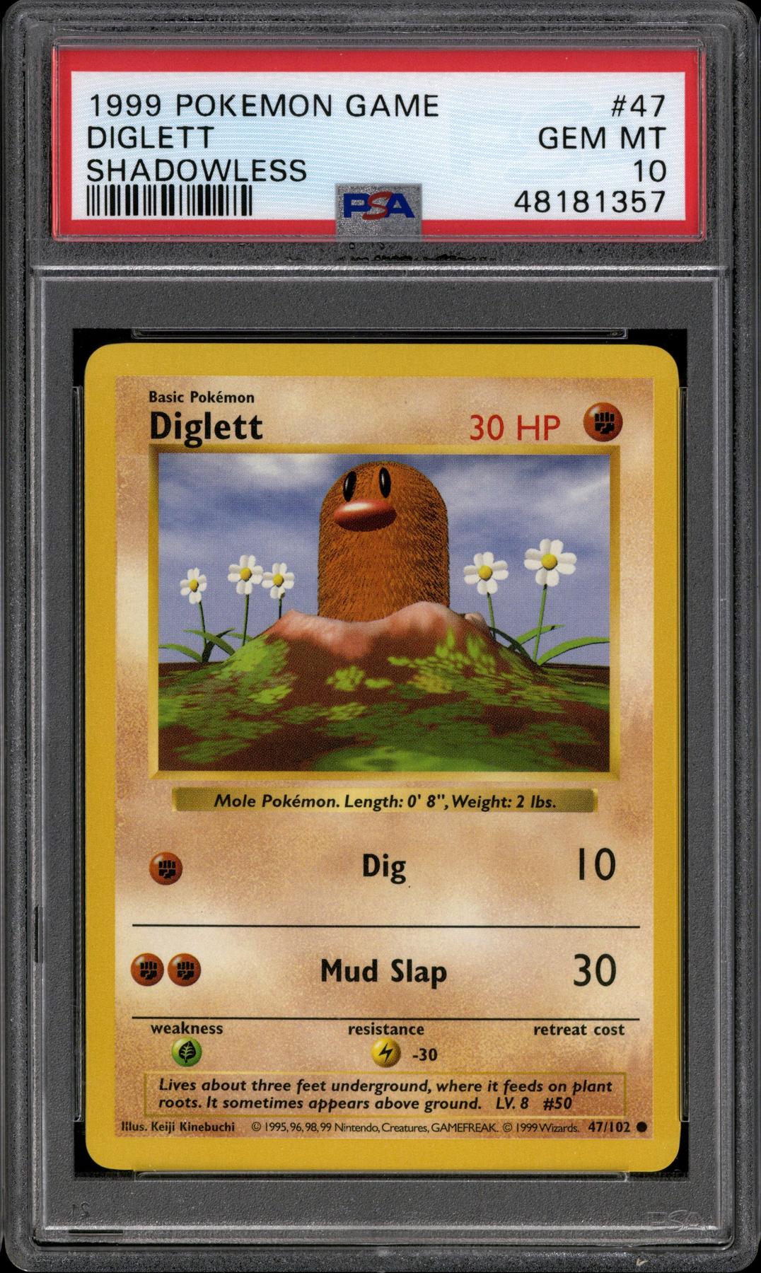 Pokemon Base Set Shadowless Diglett Psa Gem Mint Da Card World