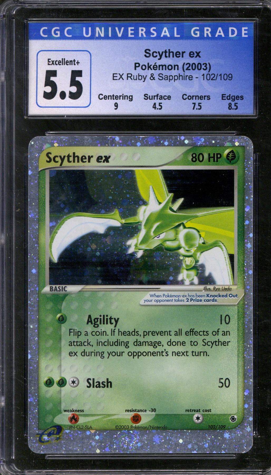 Pokemon Ex Ruby Sapphire Scyther Ex 102 109 CGC 5 5 DA Card World