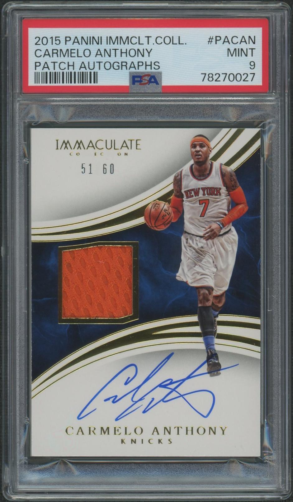 2015 16 Panini Immaculate Collection Basketball PACAN Carmelo Anthony