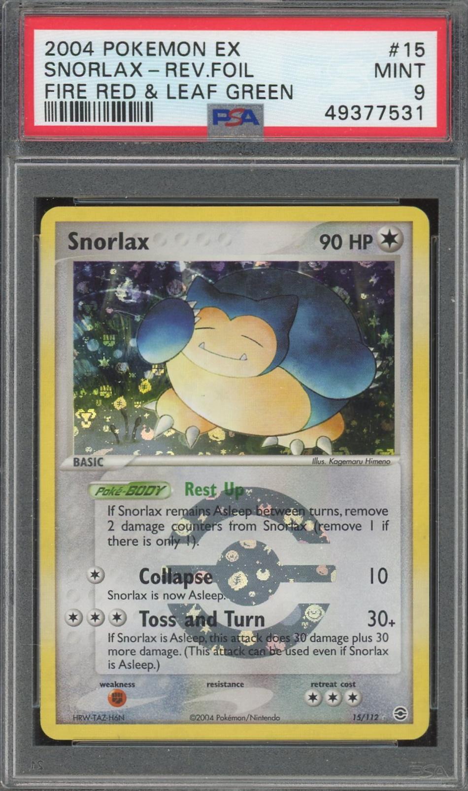 2004 Pokemon Fire Red Leaf Green EX Snorlax REV Foil 15 PSA 9 7531