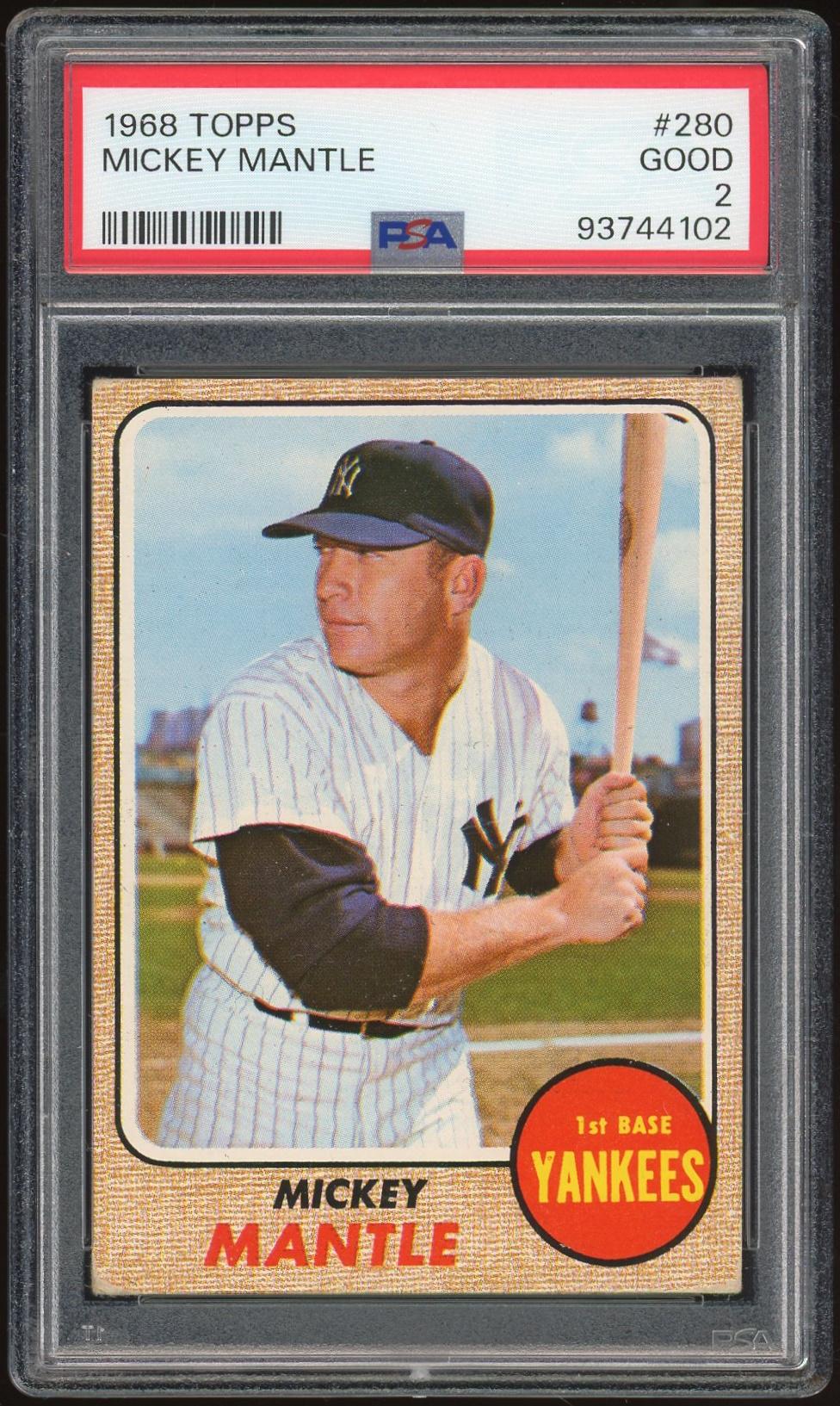 1968 Topps 280 Mickey Mantle PSA 2 4102 Reed Buy DA Card World