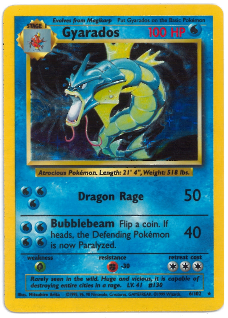 Pokemon Base Set 1 Single Gyarados 6/102 - COLOR ERROR (NM) | DA Card World