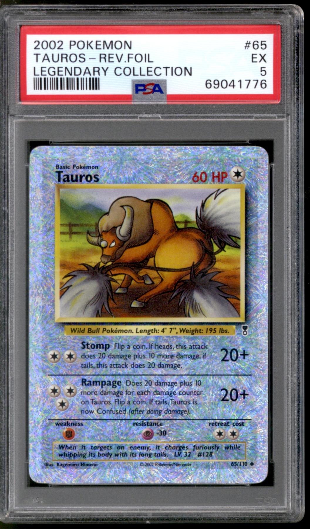 Pokemon Legendary Collection Reverse Holo Foil Tauros 65 110 PSA 5 DA