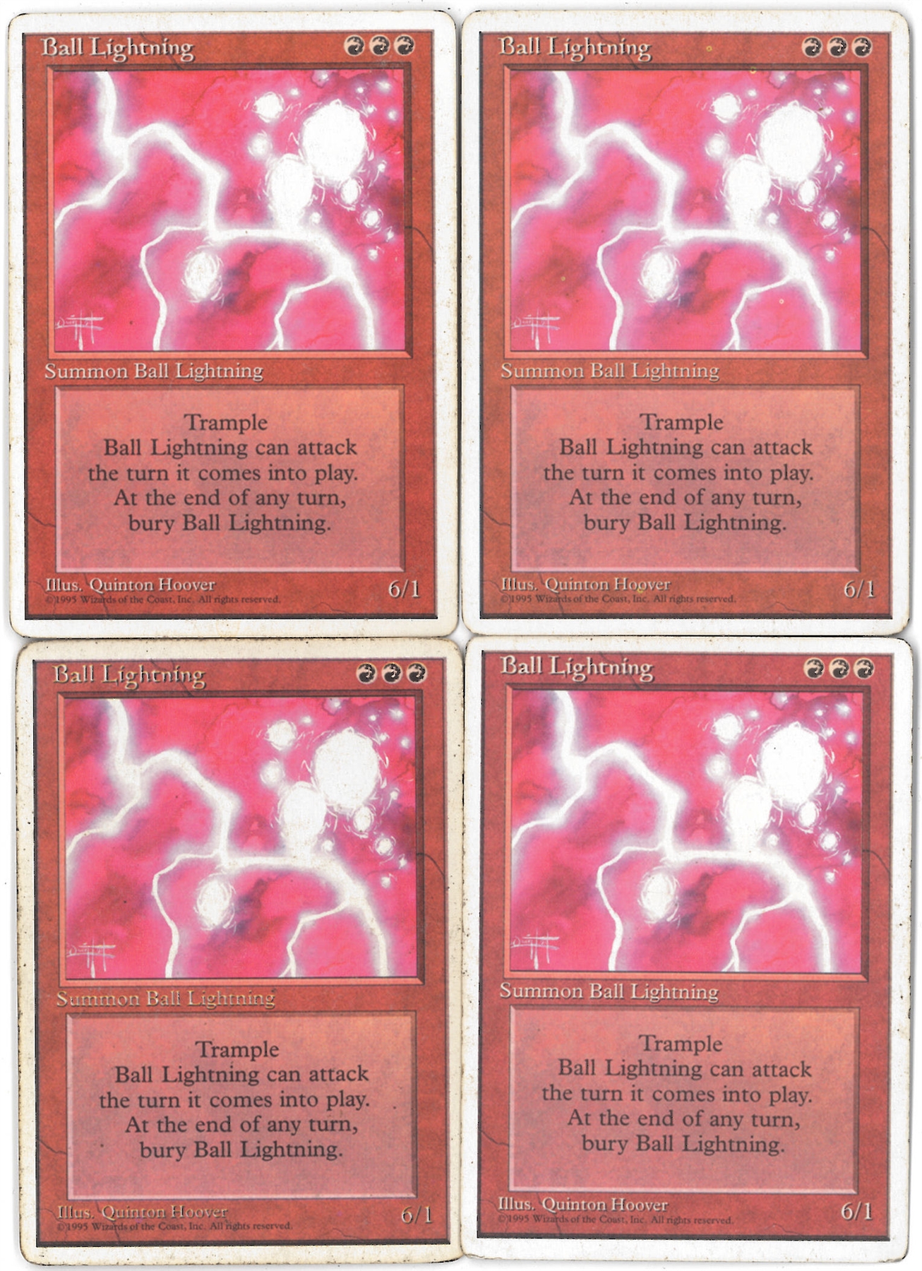 Magic the Gathering 4th Edition Single PLAYSET Ball Lightning X4