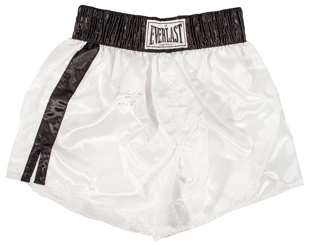 Muhammad Ali Autographed White Everlast Boxing Trunks w/"Cassius Clay" Inscription DA Card World