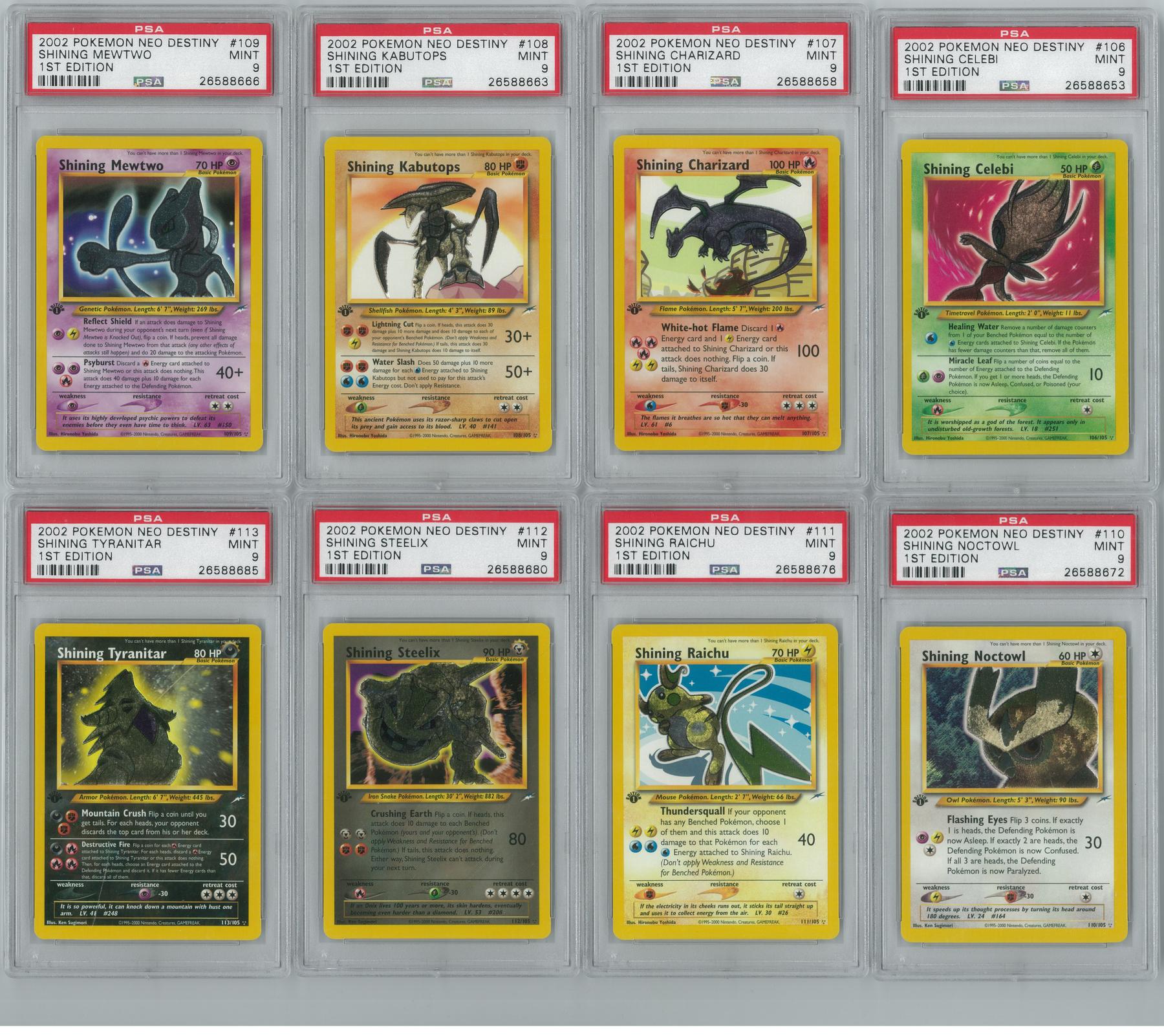 Pokemon Neo Destiny 1st Edition Complete Set All Holos & Shinings PSA