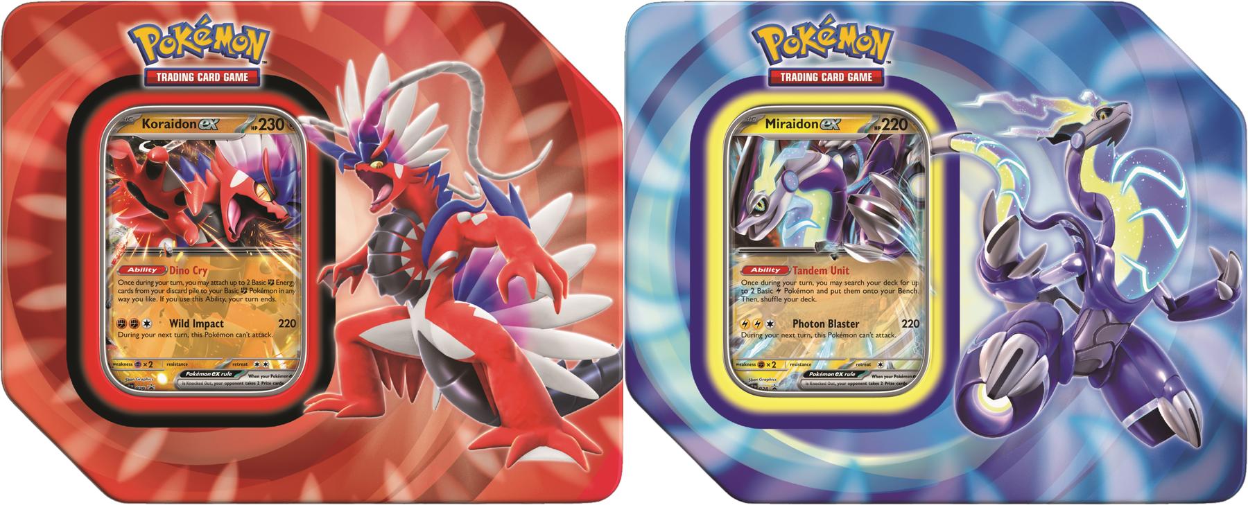 Pokemon Paldea Legends Tin Set Of Koraidon Ex Miraidon Ex