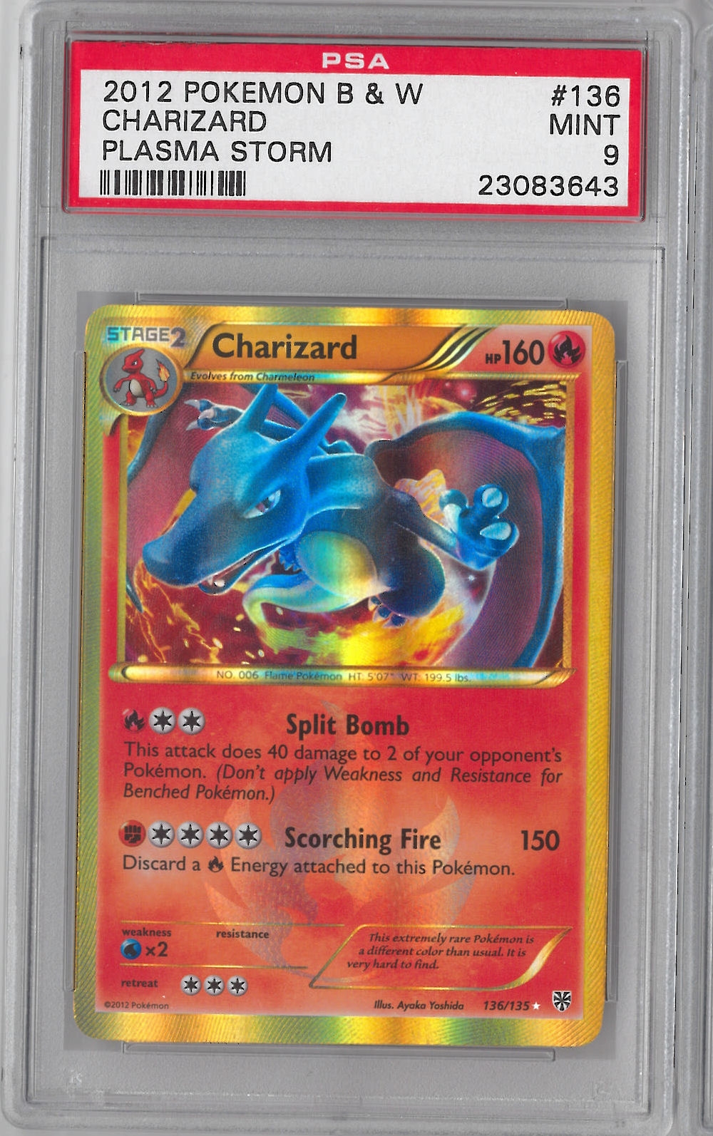 Pokemon Plasma Storm Single Charizard 136/135 PSA 9 *23083643* | DA