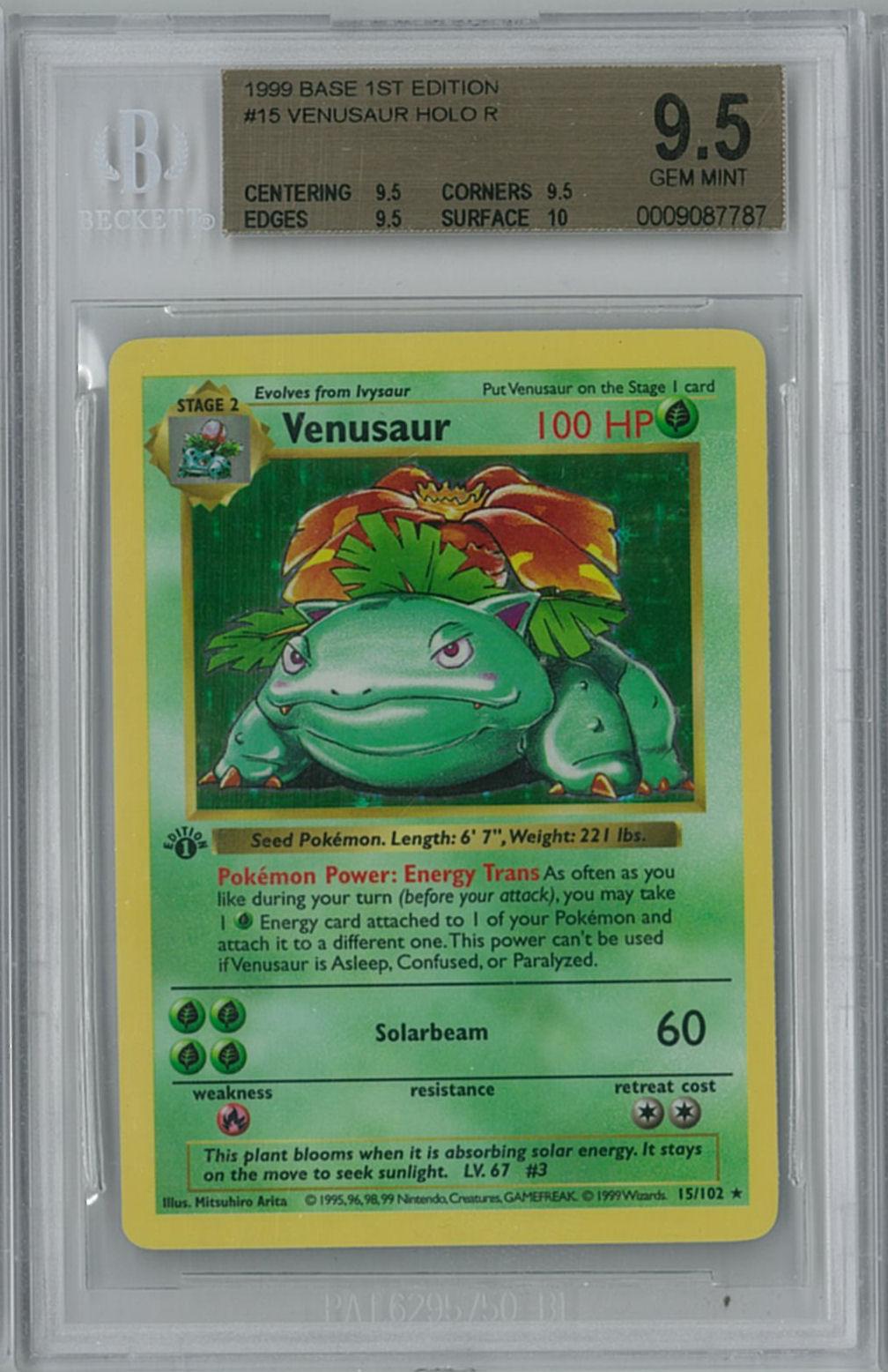 Pokemon Base Set 1st Edition BGS 9.5 Venusaur 15/102 GEM MINT