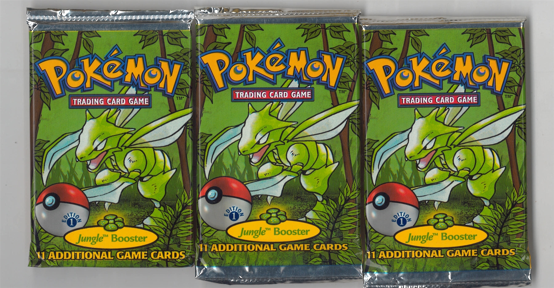 Pokemon 1st Editionn Jungle Booster Pack - Three Scyther Art booster