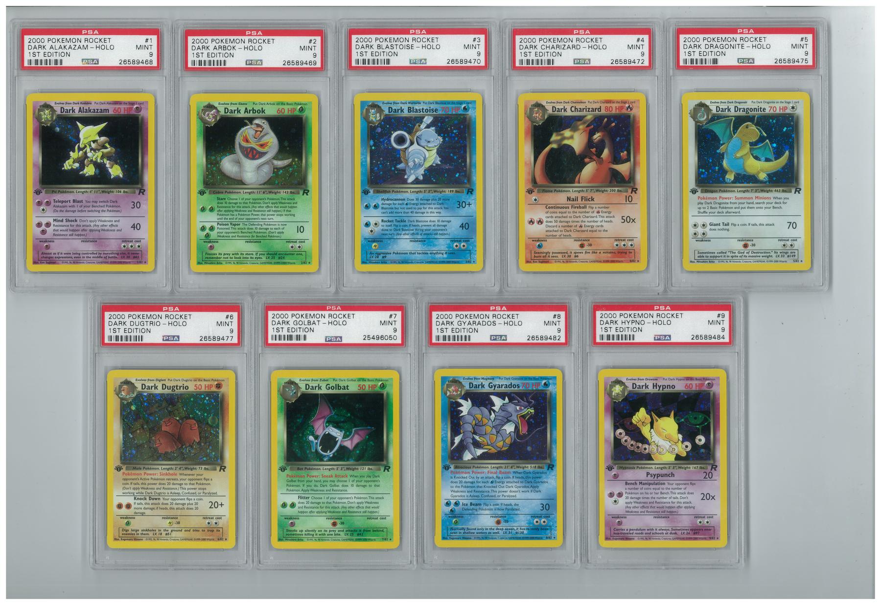 Pokemon Team Rocket 1st Edition LOT All 18 Holos ALL PSA Graded 9