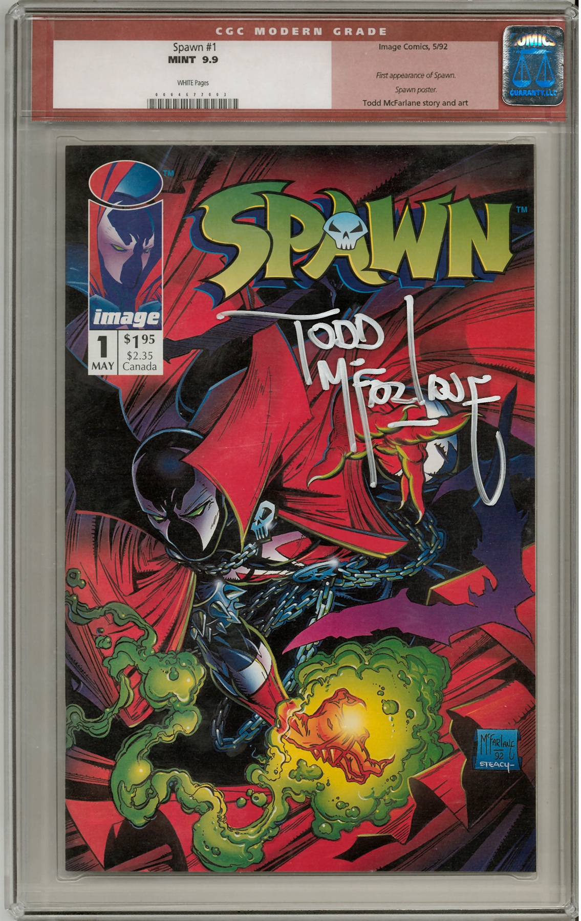 Spawn #1 CGC 9.9 (W) *0004677003* (Todd McFarlane written on holder ...