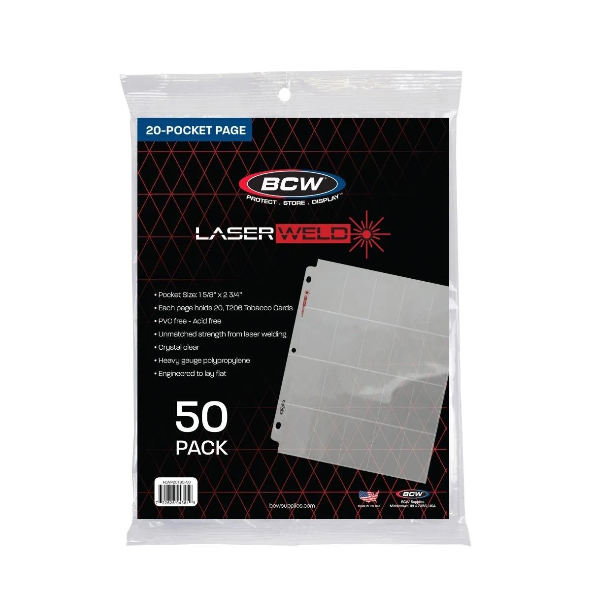 tobacco card binder BCW LaserWeld 20-Pocket Tobacco Page (50 CT. Pack)