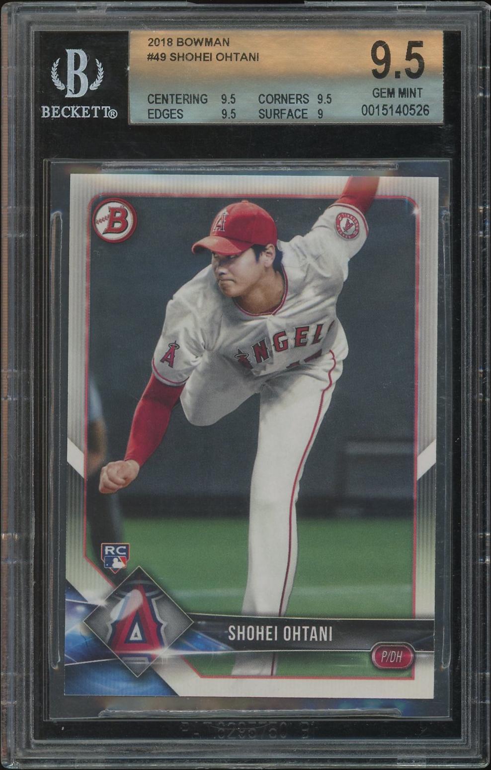 2018 Bowman Baseball #49 Shohei Ohtani Rookie BGS 9.5 (GEM MT