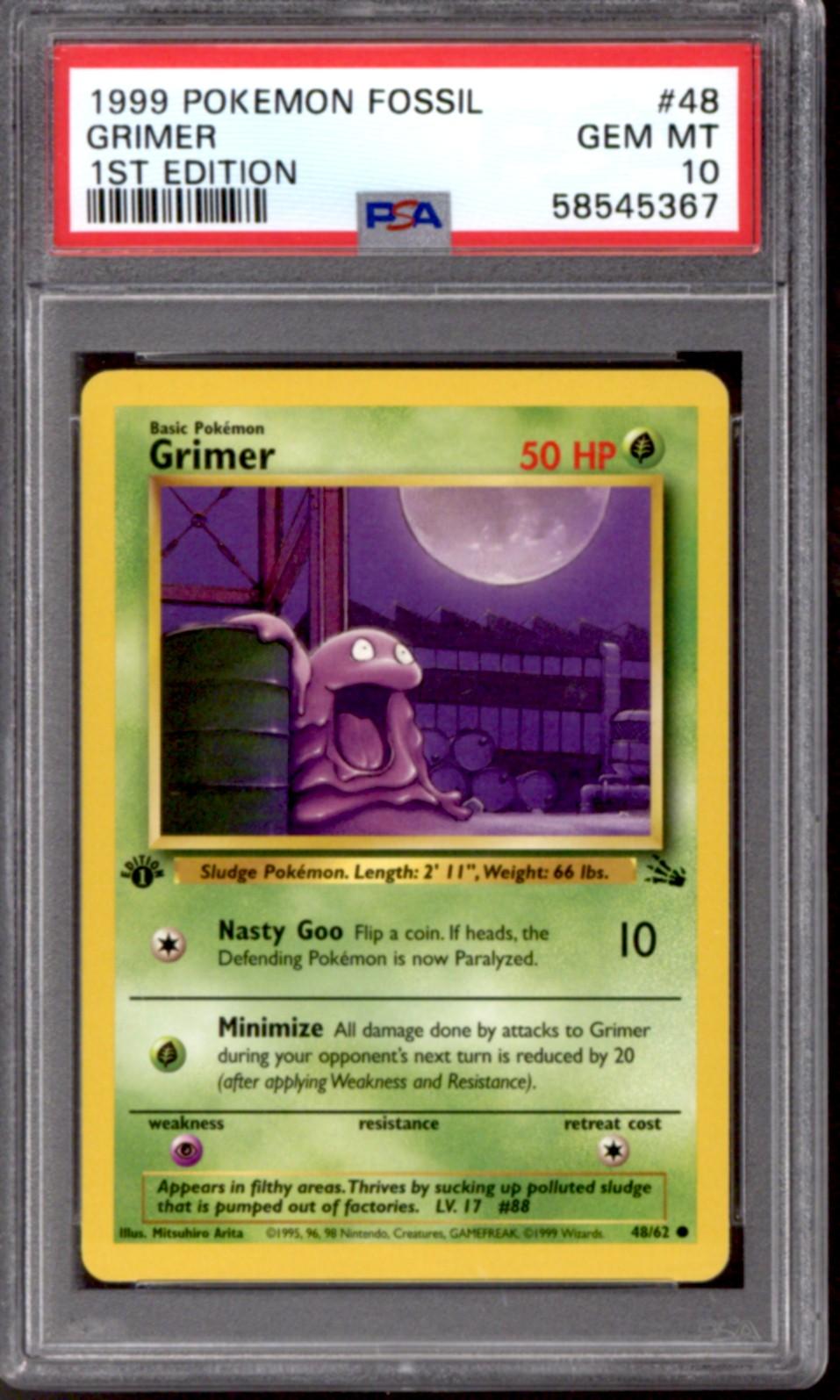 Pokemon Fossil 1st Edition Grimer 48/62 PSA 10 GEM MINT | DA Card World