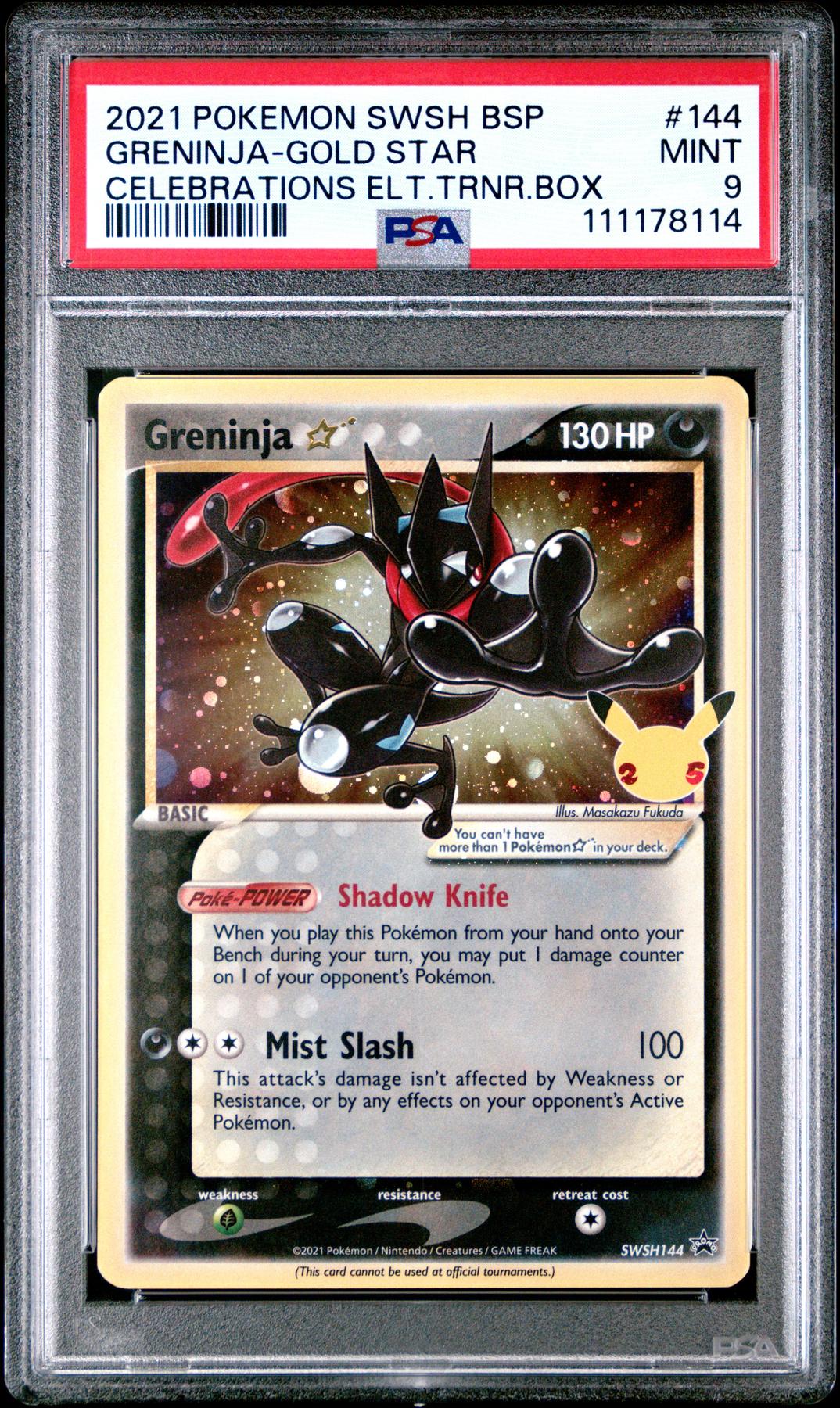 【 PSA9】ゲッコウガ　スター　Greninja-Gold Star 2021 Pokemon Celebrations Greninja Gold Star Promo SWSH144 PSA 9