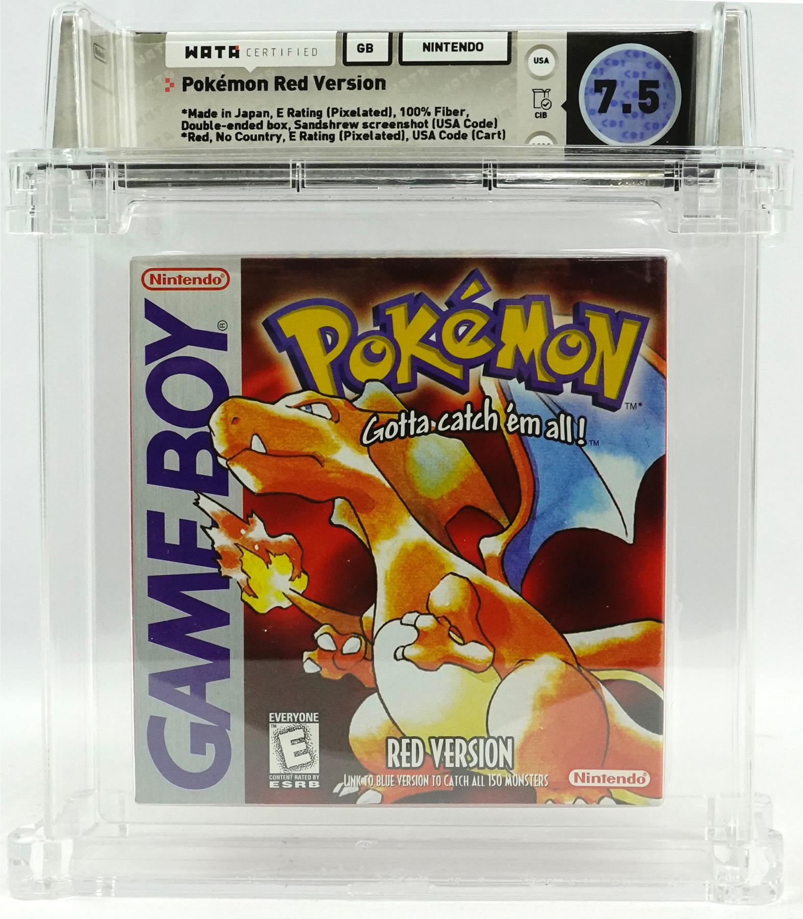 Nintendo Game Boy Pokemon Red Sandshrew First Production WATA 7.5 CIB ...