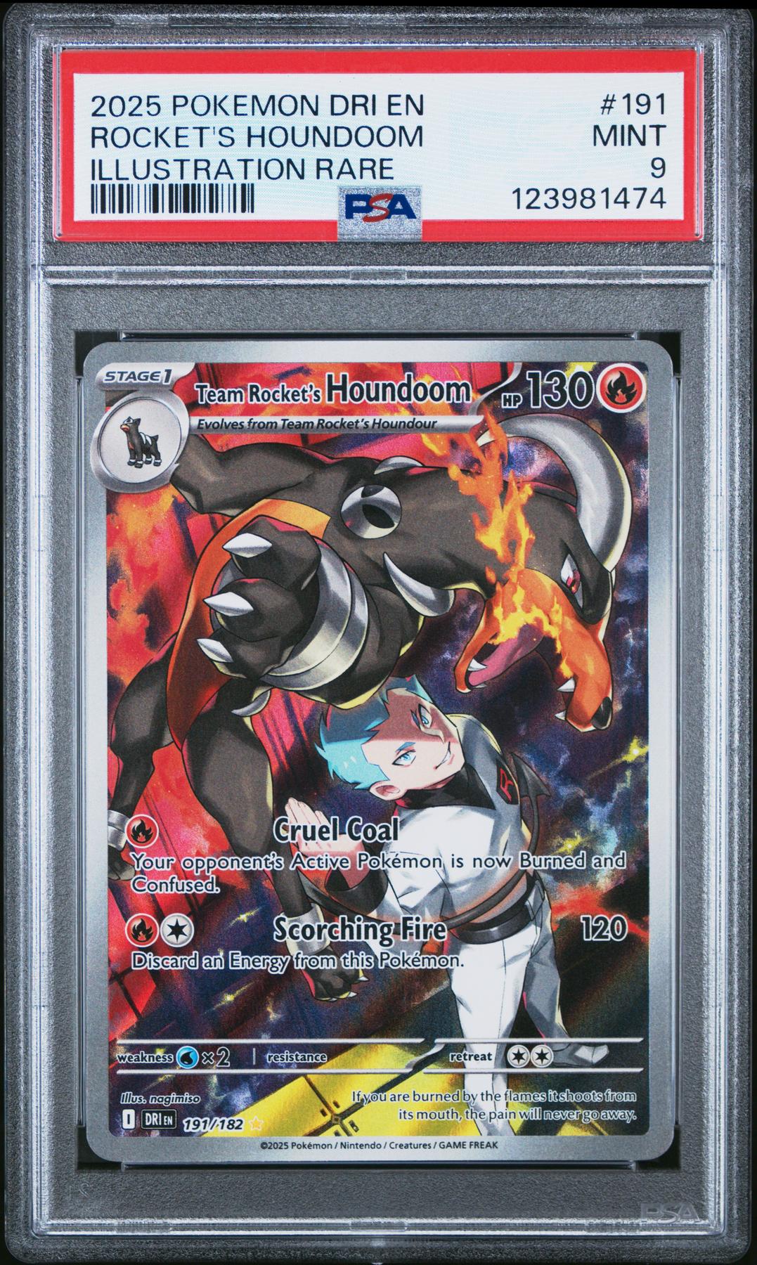 Pokemon Destined Rivals Team Rocket's Houndoom 191/182 PSA 9 | DA
