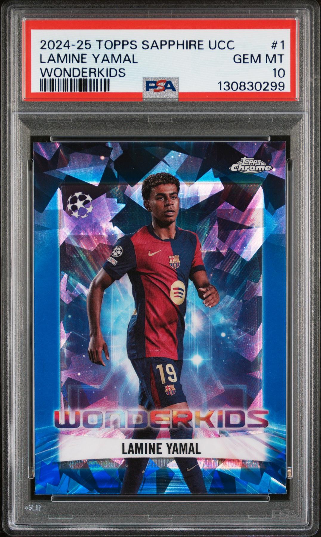 2024-25 Topps Chrome Sapphire UCC Lamine Yamal Wonderkids #1 PSA 