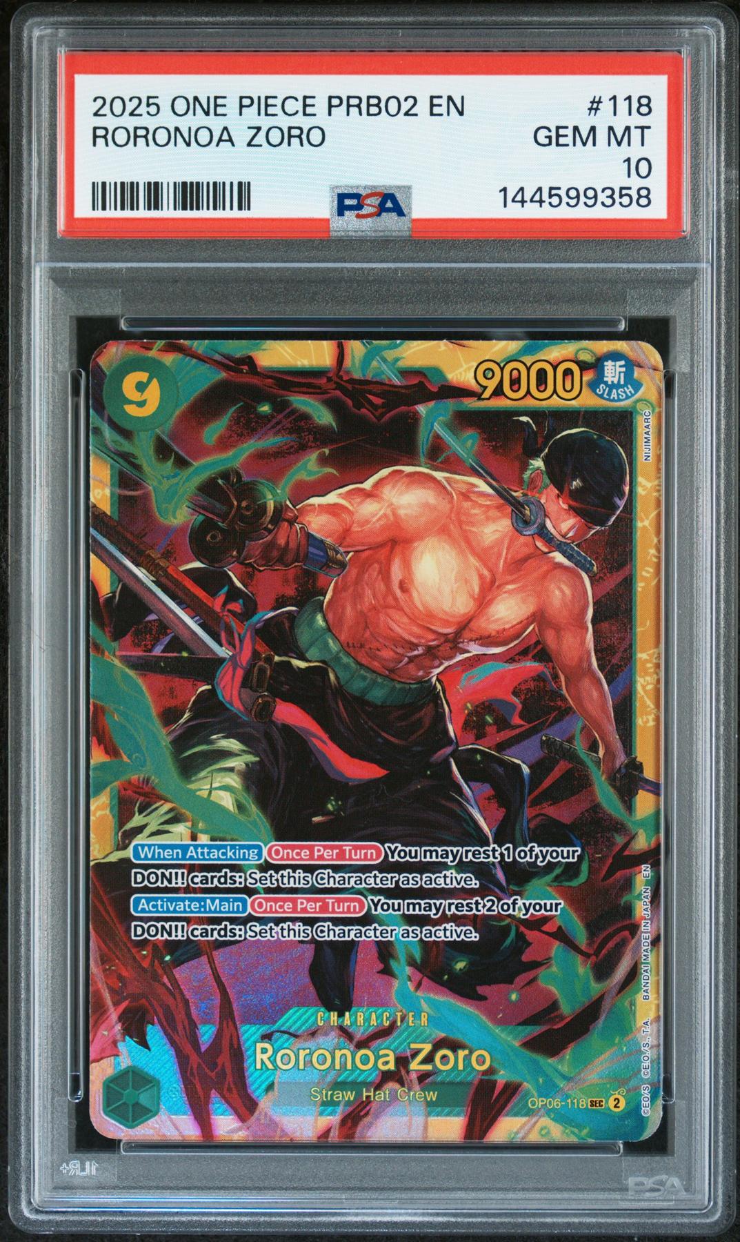 2025 One Piece The Best Vol.2 Roronoa Zoro #118 PSA 10 | DA Card World