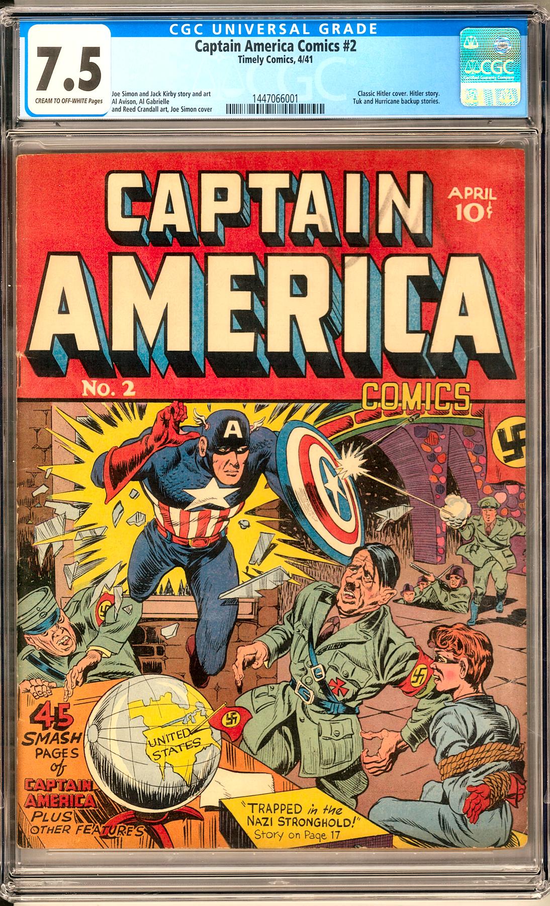 Captain America Comics #2 CGC 7.5 (C-OW) Classic Hitler Cover 1st Round ...