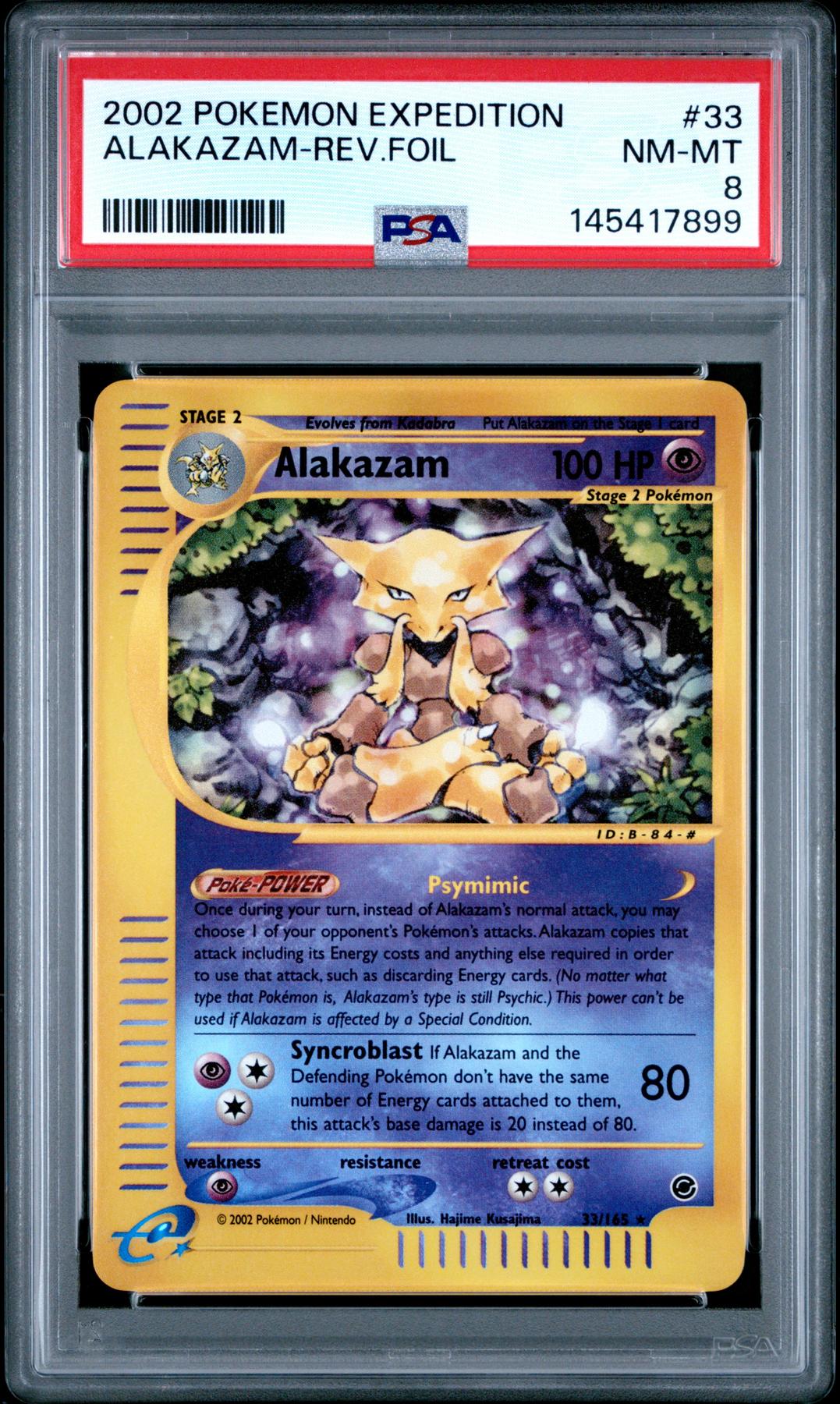 Pokemon Expedition Reverse Holo Foil Alakazam 33/165 PSA 8 | DA