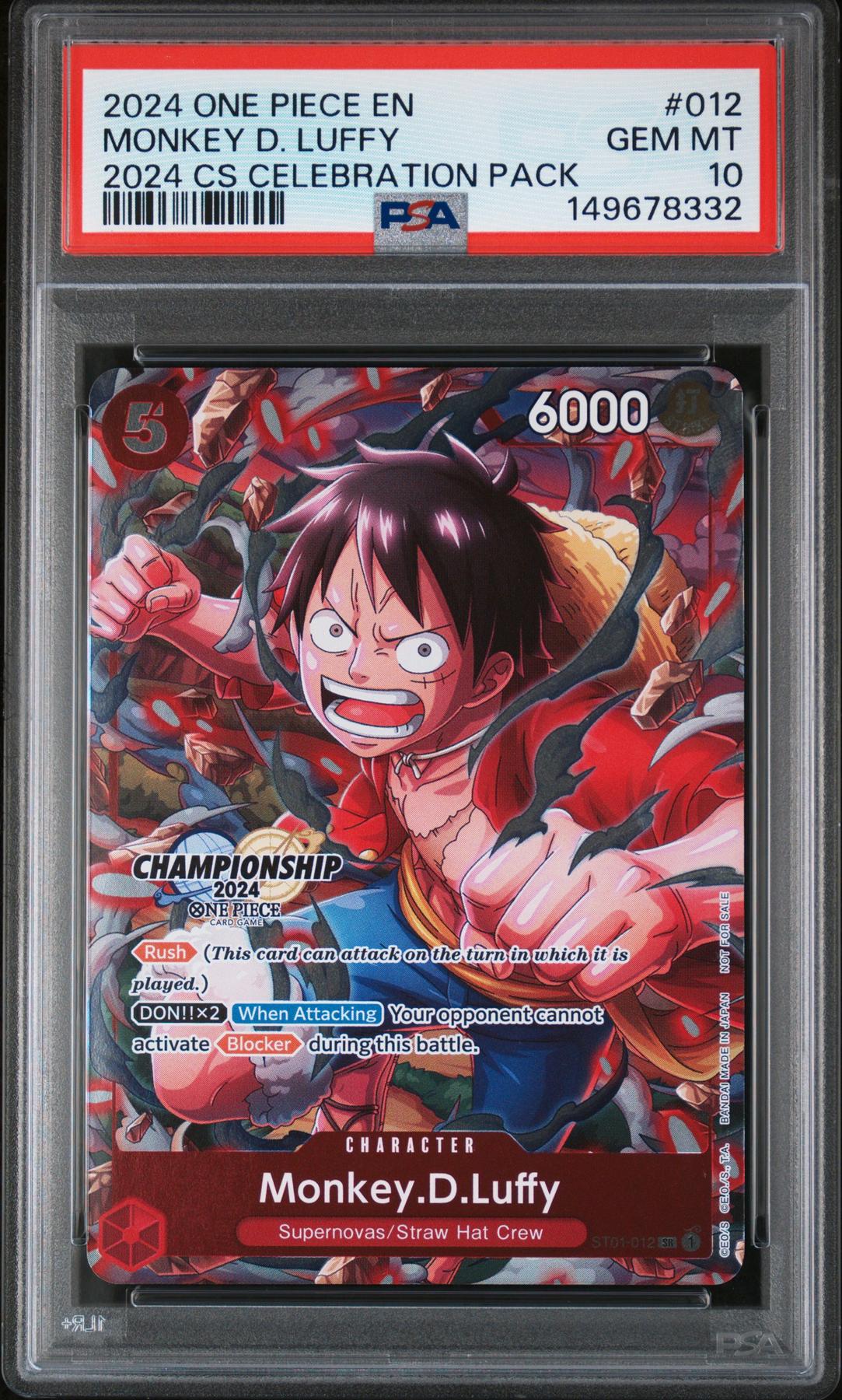 2024 One Piece Championship Celebration Pack Monkey D Luffy #012