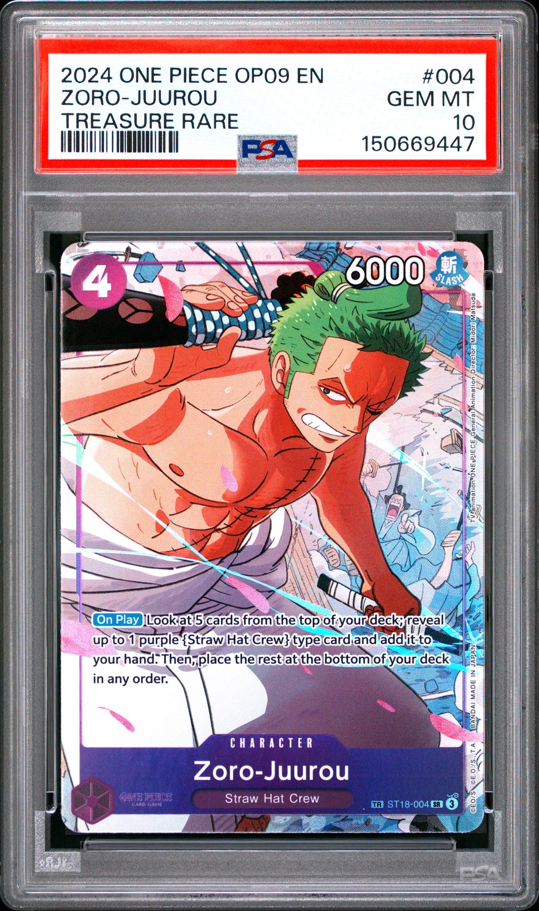 PSA102024 ONE PIECE Zoro-Juurou 特別アートカード 2024 One Piece Emperors in the New World Zoro-Juurou #ST18-004 PSA