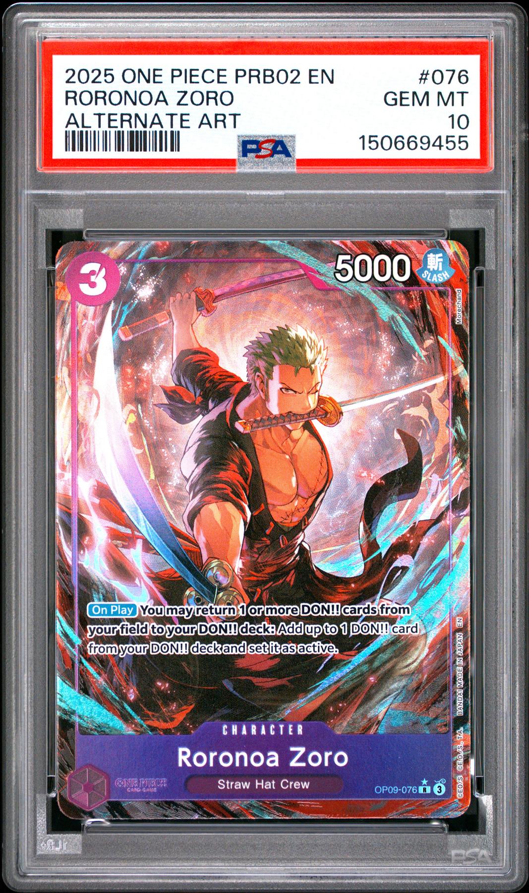 2025 One Piece The Best Vol.2 Roronoa Zoro Alternate Art #076 PSA