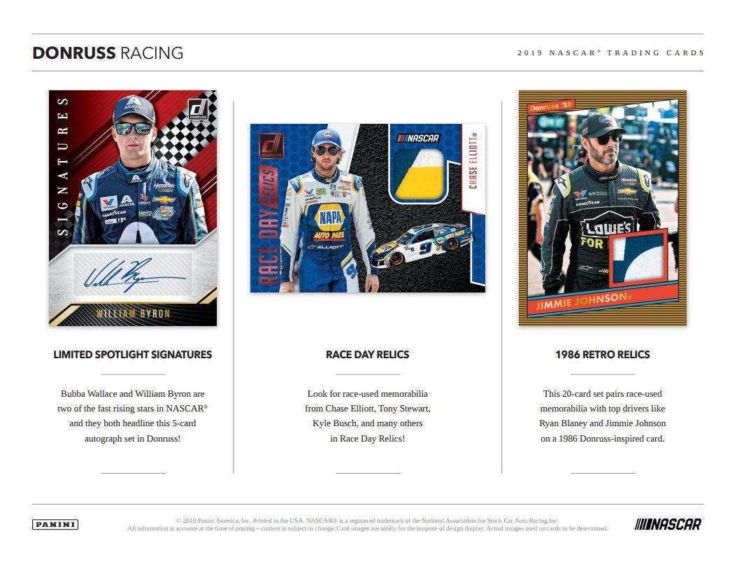 2019 Panini Donruss Racing pasatiempo caja