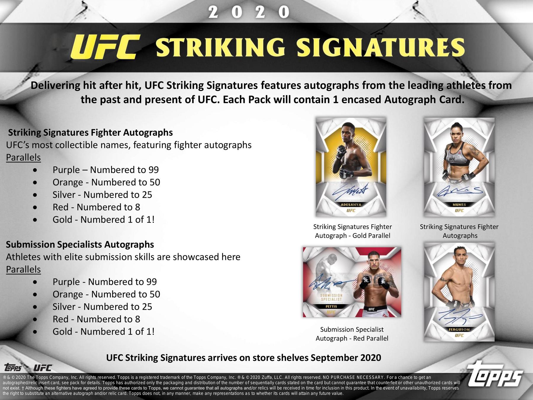 2020 Topps Ufc Striking Signatures Hobby 20 Box Case Presell