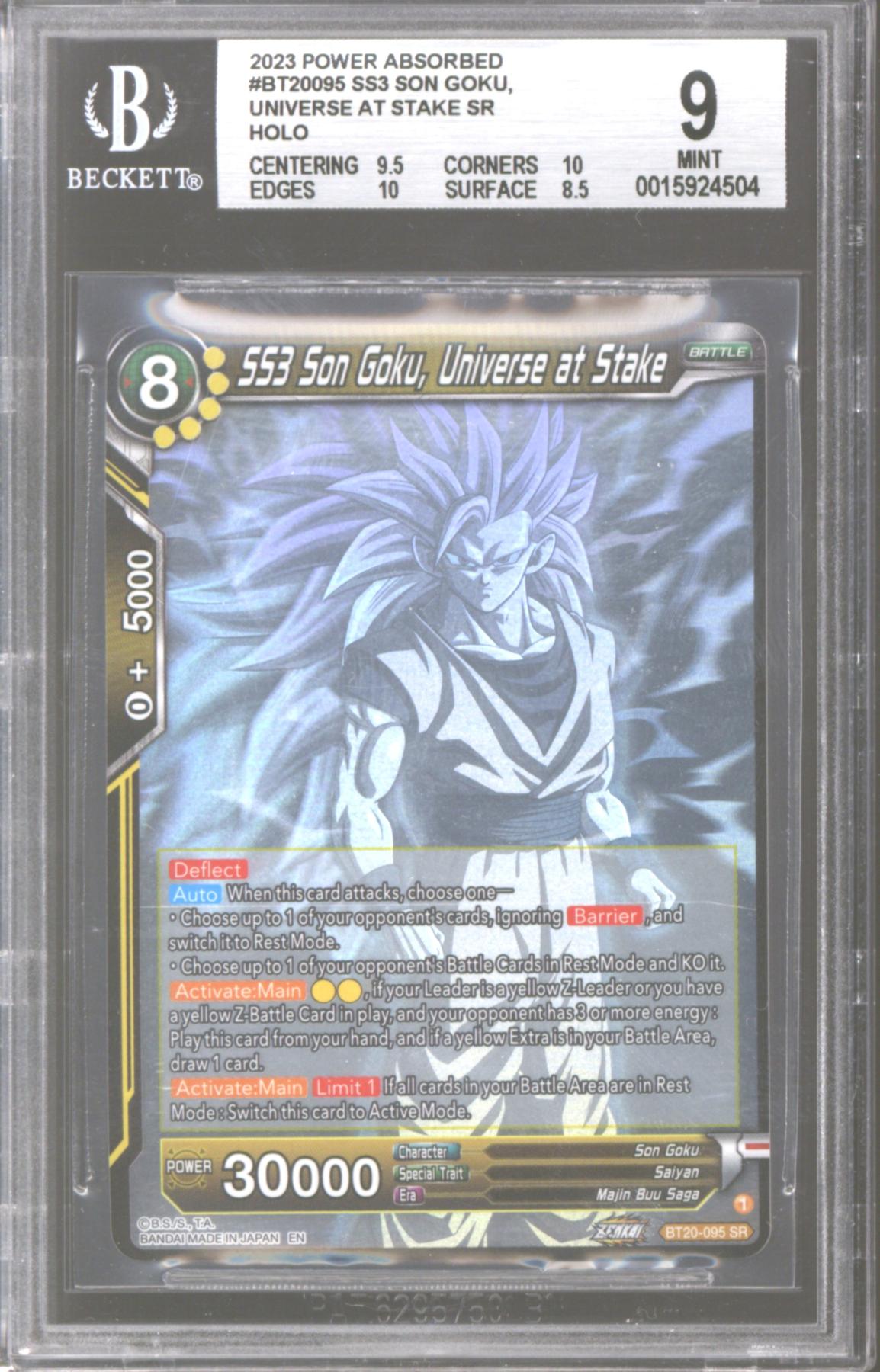Dragon Ball Super Power Absorbed SS3 Son Goku, Universe at Stake Ghost  BT20-095 SR BGS 9 (9.5 10 10 8.5)