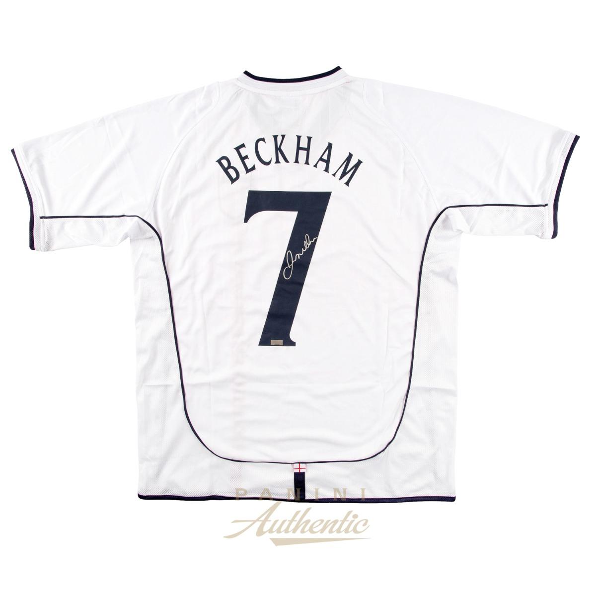 David Beckham Autographed #7 England 2002 Replica Home Jersey