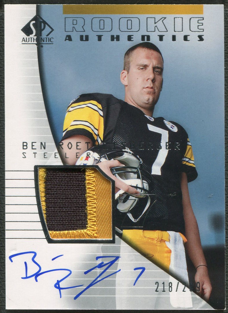 2004 SP Authentic #213 Ben Roethlisberger Rookie Patch Auto #218/299 ...