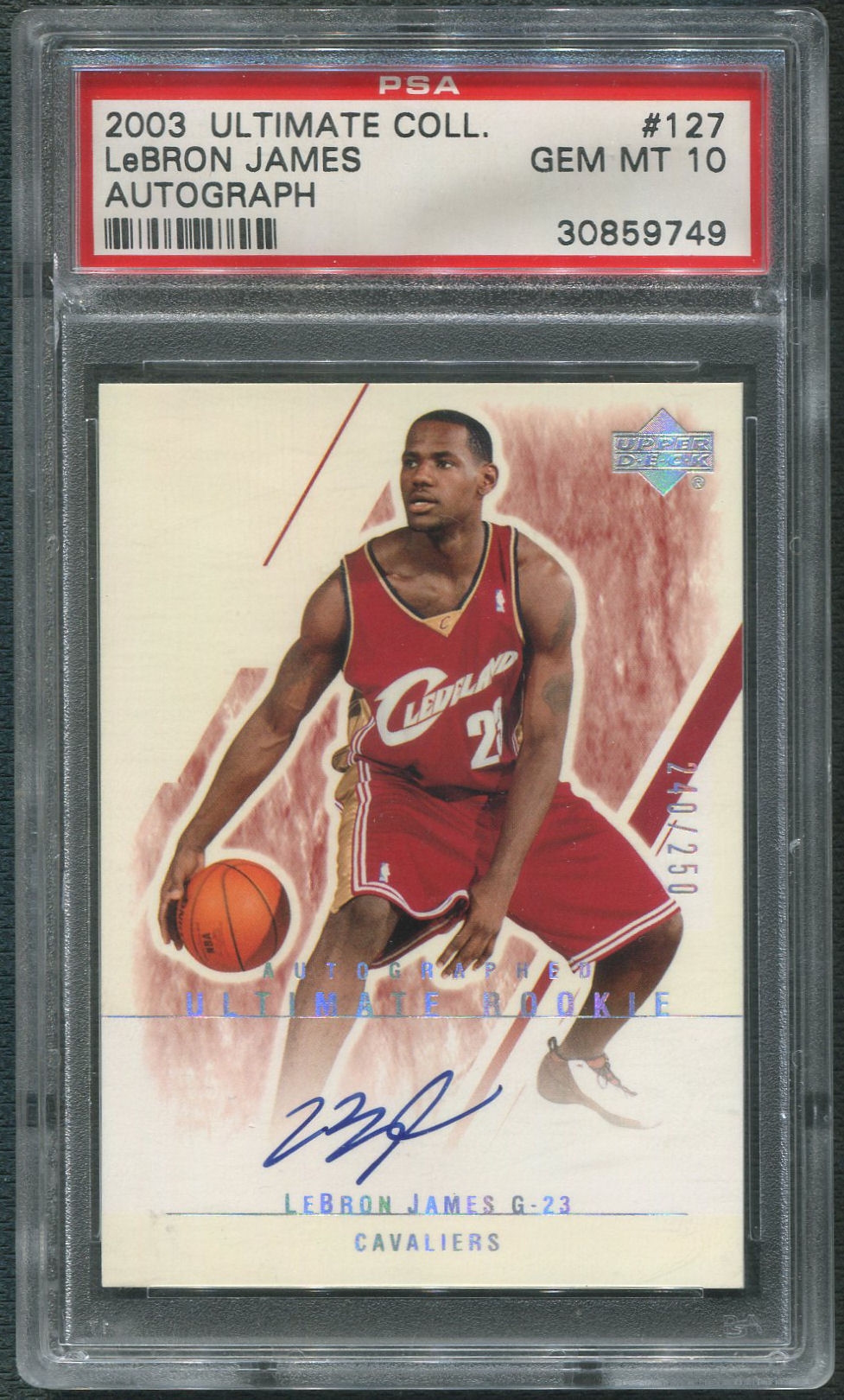 2003/04 Ultimate Collection #127 LeBron James Rookie Auto #240/250 PSA ...